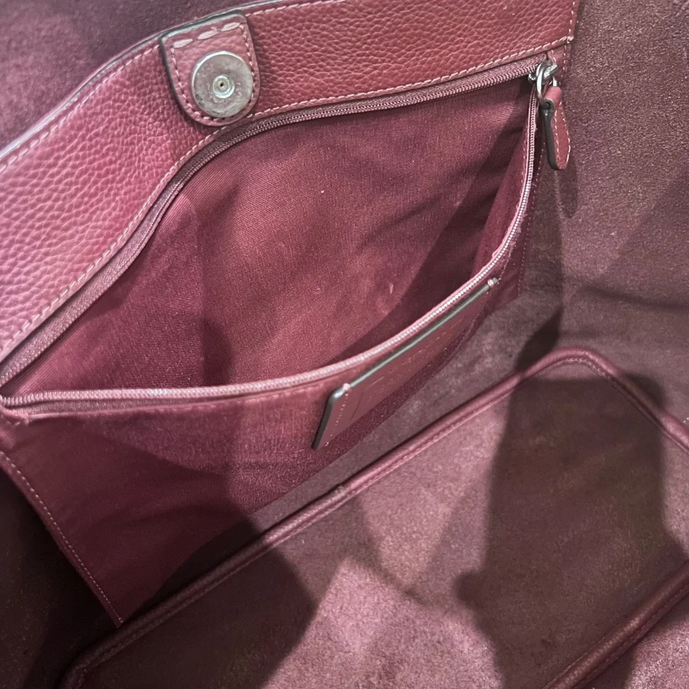 Coach Pebble Leather Cameron Large Tote Shoulder Bag in Burgundy / Wine - Picture 13 of 13